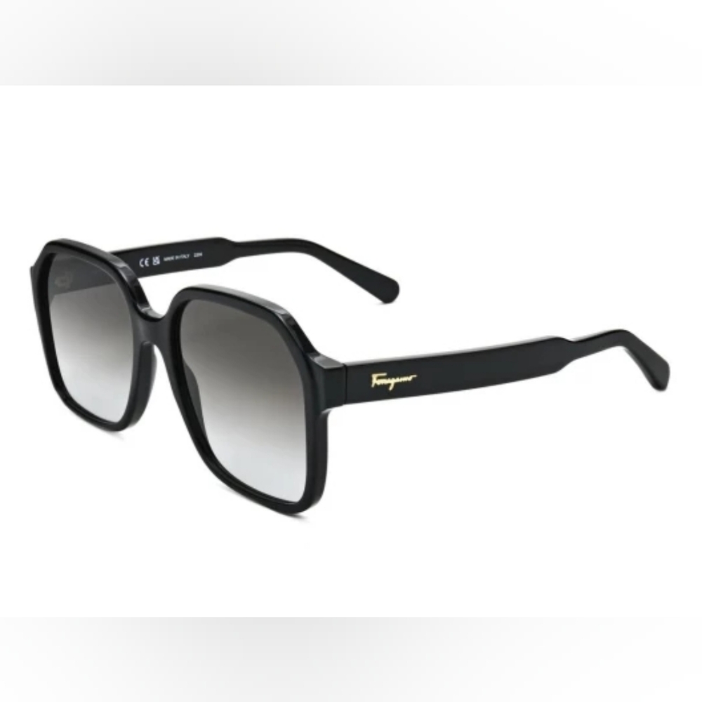 EUC Salvatore Ferragamo SF1069S Black Gancini Logo Sunglasses & Case!